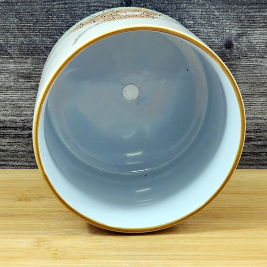 Highland Cow Rustic Planter Ceramic Utensil Organizer Succulent Blue Sky 6.5in