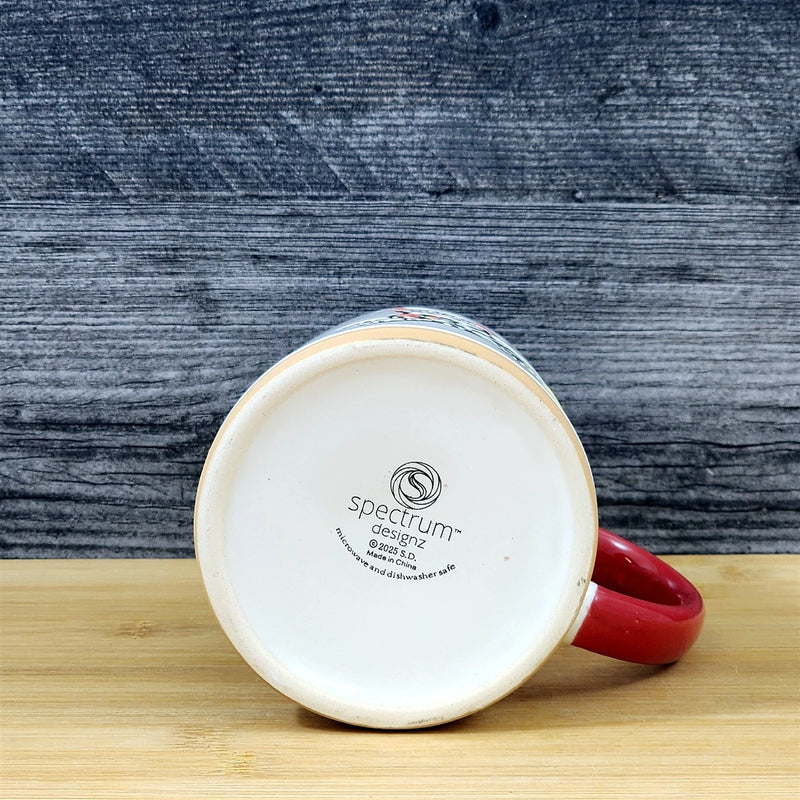 Load image into Gallery viewer, Halloween Day of the Dead Whimsical Cat Coffee Mug Red Ceramic Cup Blue Sky
