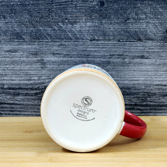 Halloween Day of the Dead Whimsical Cat Coffee Mug Red Ceramic Cup Blue Sky