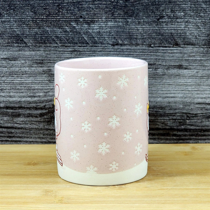 Load image into Gallery viewer, My Melody Downhill Skiing Coffee Mug Ceramic Pink Tea Cup Blue Sky Embossed 18oz
