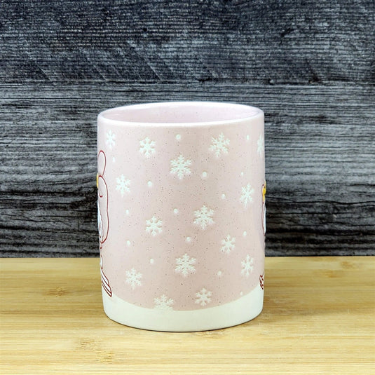 My Melody Downhill Skiing Coffee Mug Ceramic Pink Tea Cup Blue Sky Embossed 18oz