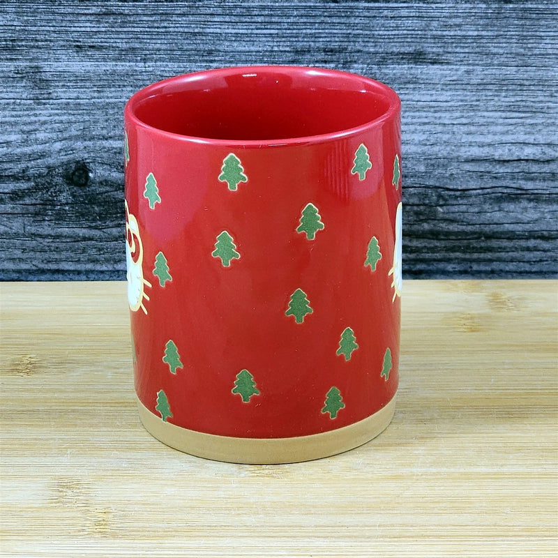 Load image into Gallery viewer, Hello Kitty Coffee Mug Christmas Trees Ceramic Holiday Red Cup Blue Sky 16oz
