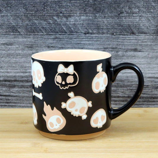 Halloween Whimsical Skulls Black Mug Ceramic Coffee Tea Cup by Blue Sky 18oz