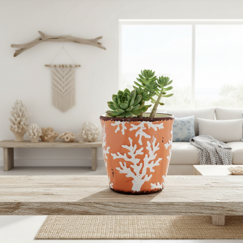 Load image into Gallery viewer, Coral Crackle Planter Ceramic Utensil Organizer Herb Succulent Pot Blue Sky 5in
