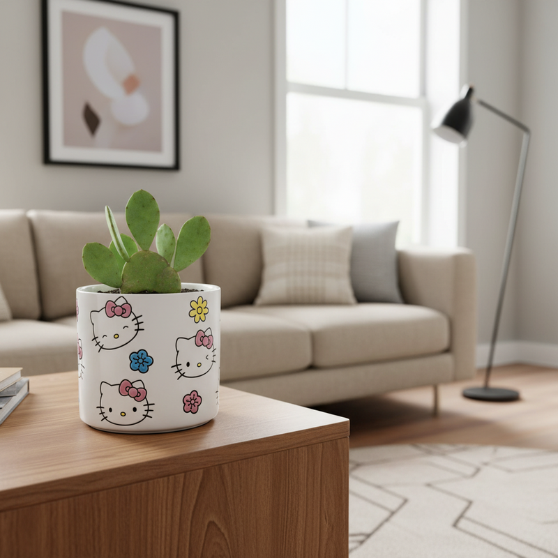 Load image into Gallery viewer, Hello Kitty Planter Utensil Organizer Succulent Plant Ceramic Blue Sky 6.5in
