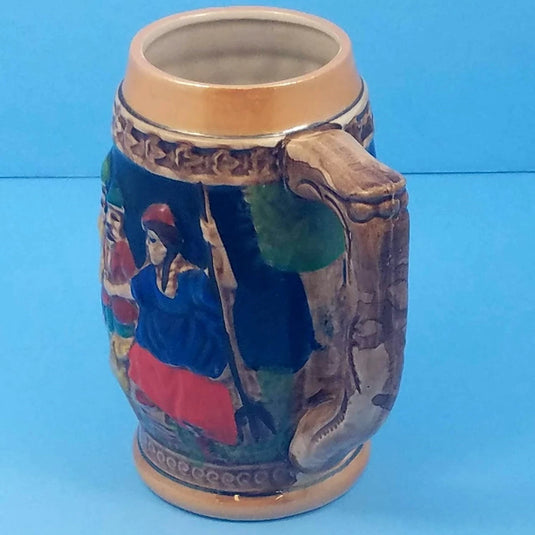 German Beer Stein Hand Painted Luster Lustre Ware Made In Japan Vintage