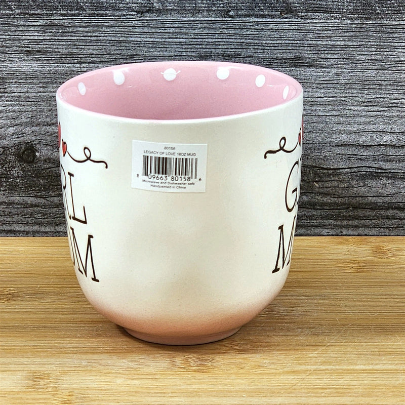 Load image into Gallery viewer, Mom Coffee Mug Ceramic Embossed Hearts Pink Tea Cup Mother by Blue Sky 18oz
