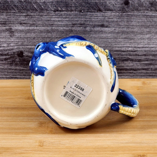 Blue Octopus Coffee Mug 3D Ceramic Embossed Tea Cup by Blue Sky Goldminc