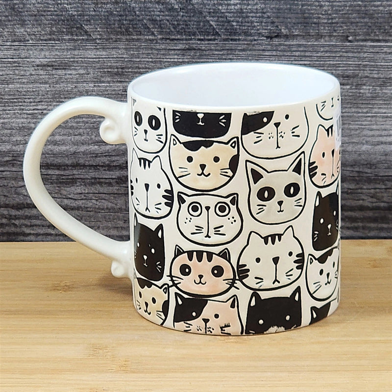 Load image into Gallery viewer, Cat Lover Coffee Mug Faces Embossed Ceramic Tea Cup Large 21oz Blue Sky
