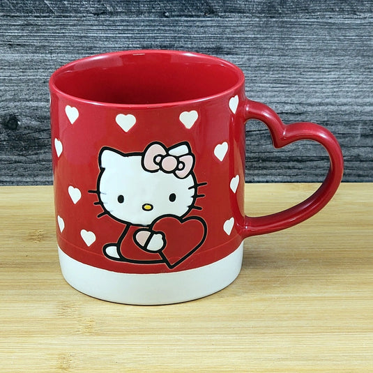 Hello Kitty Love Coffee Mug Embossed Ceramic Red Heart Tea Cup by Blue Sky 21oz