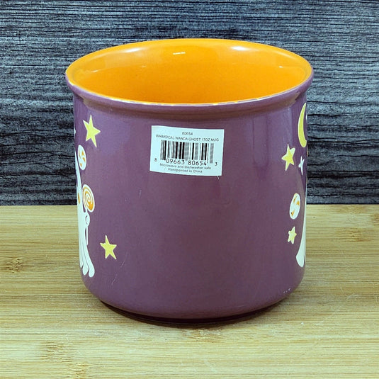 Whimsical Ghost Mug Halloween Ceramic Coffee Tea Cup Orange Purple Blue Sky 17oz