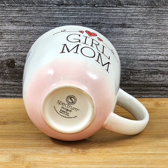 Mom Coffee Mug Ceramic Embossed Hearts Pink Tea Cup Mother by Blue Sky 18oz