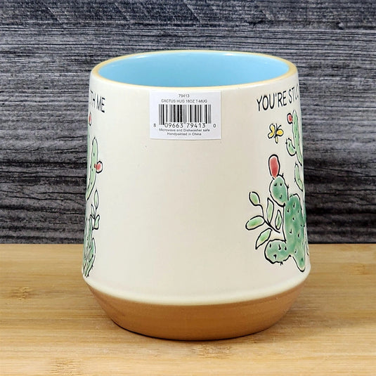 Cactus Saying Coffee Mug Cup "Your Stuck With Me" Embossed by Blue Sky Ceramic