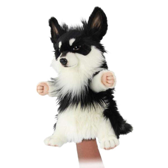 Chihuahua Black and White Puppet True to Life Look Soft Plush Animal Learning Toy