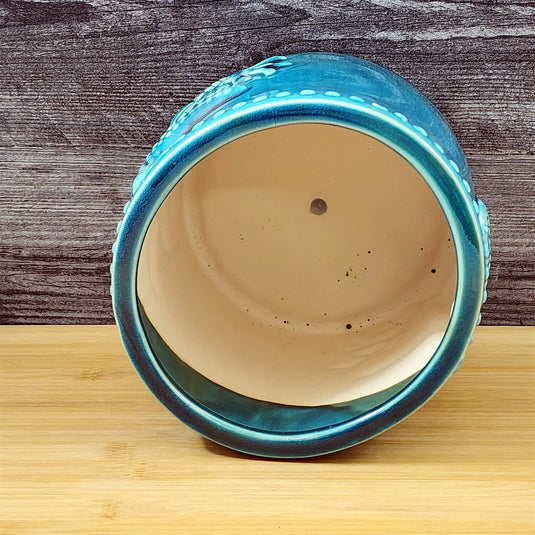 Star Fish Shells Planter Ceramic Utensil Organizer Herb Succulent Blue Sky 6.5in