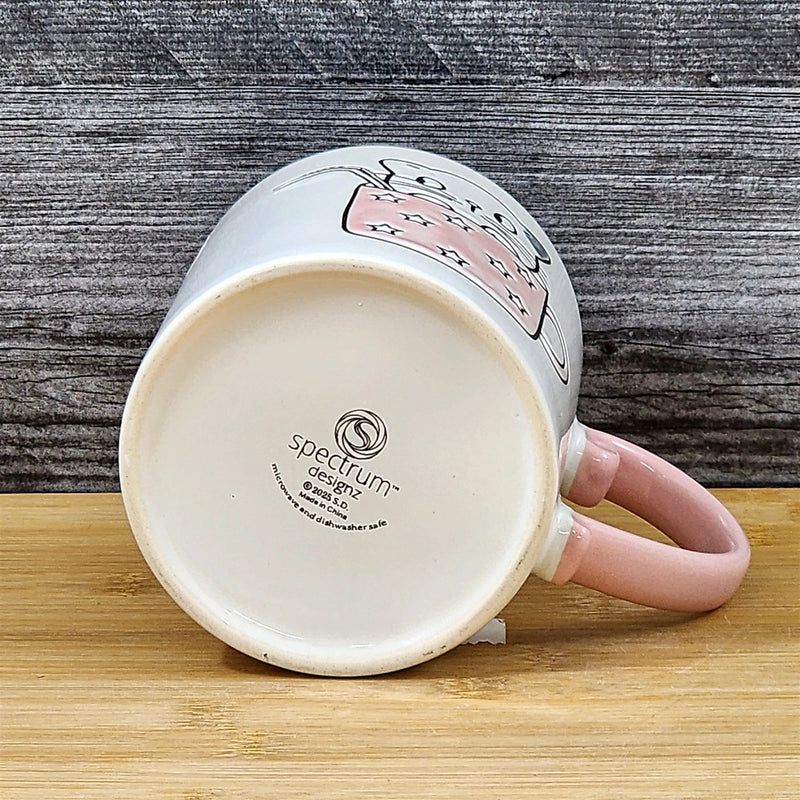 Load image into Gallery viewer, Cat Lover Coffee Mug Embossed Ceramic Tea Cup Large 21oz by Blue Sky Pink Inside
