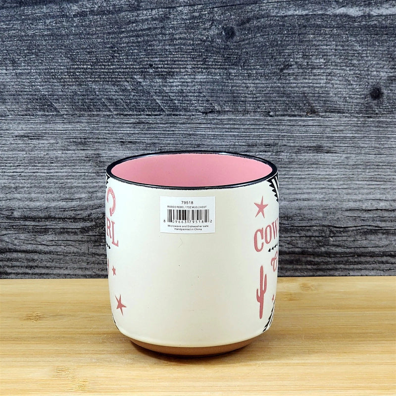 Load image into Gallery viewer, Pink Cowgirls Country Western Coffee Mug Southwest Ceramic Tea Cup Blue Sky 17oz
