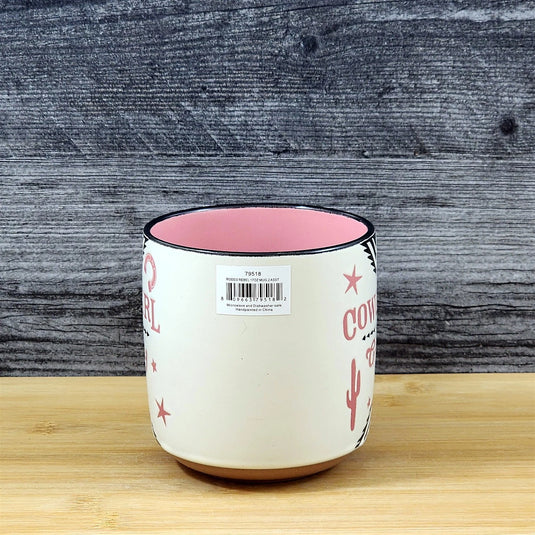 Pink Cowgirls Country Western Coffee Mug Southwest Ceramic Tea Cup Blue Sky 17oz