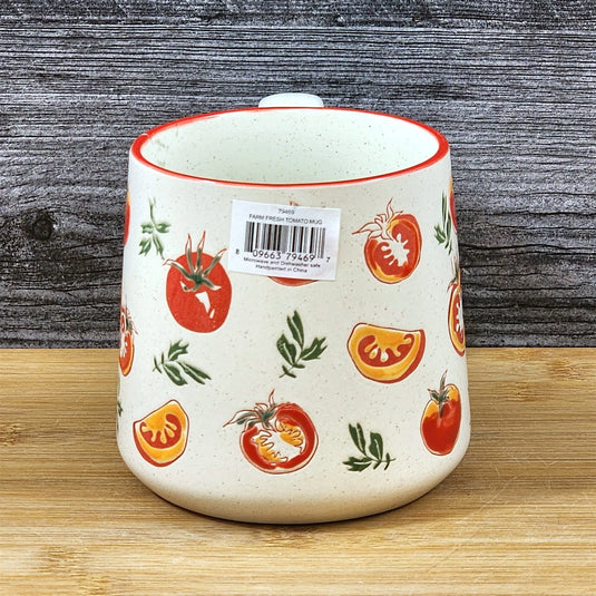 Tomato Farm Garden Coffee Mug Ceramic Tea Cup Embossed Blue Sky 18oz