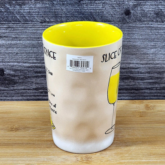 Slice of Patience Mug Yellow Ceramic Coffee Tea Cup by Blue Sky 18oz Embossed