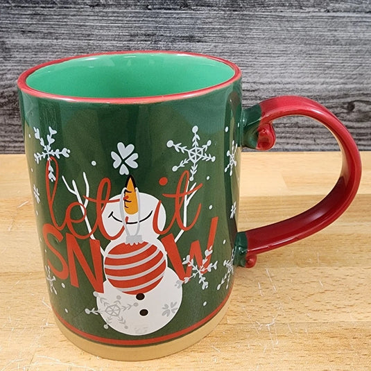 Christmas Snowman Snow Ceramic Mug Blue Sky Ceramic Embossed Tea Cup 16oz