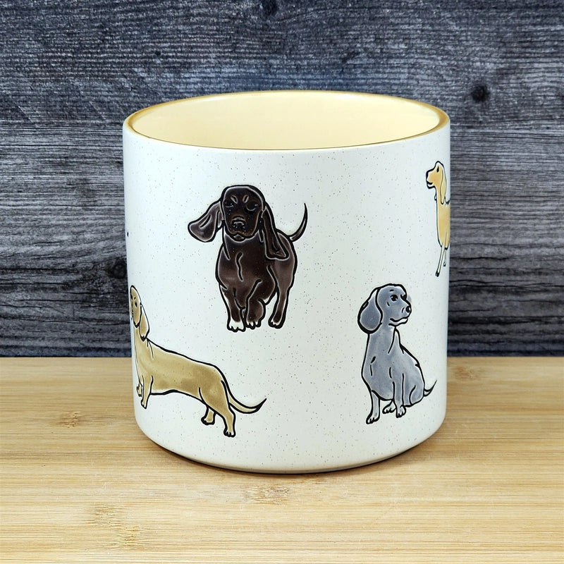 Load image into Gallery viewer, Dachshund Dog Planter Ceramic Utensil Organizer Herb Succulent Pot Blue Sky 5in
