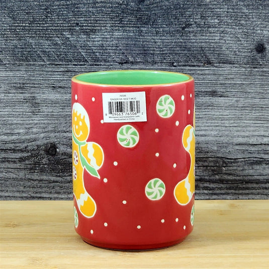 Gingerbread Christmas Coffee Mug Ceramic Holiday Cup Red Green 18oz Blue Sky