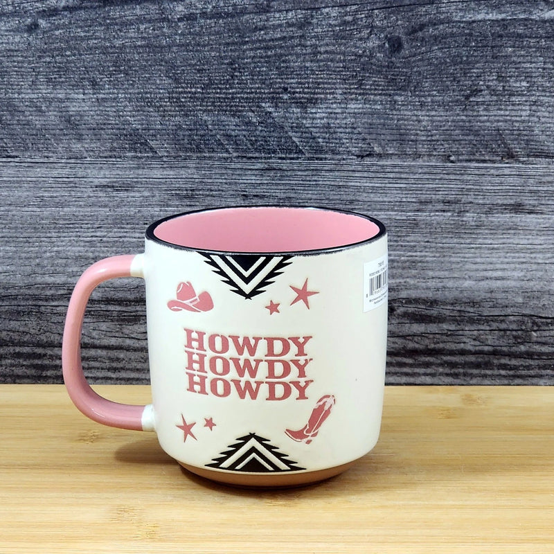 Load image into Gallery viewer, Country Western Coffee Mug Southwest Cowgirls Pink Ceramic Tea Cup Blue Sky 17oz

