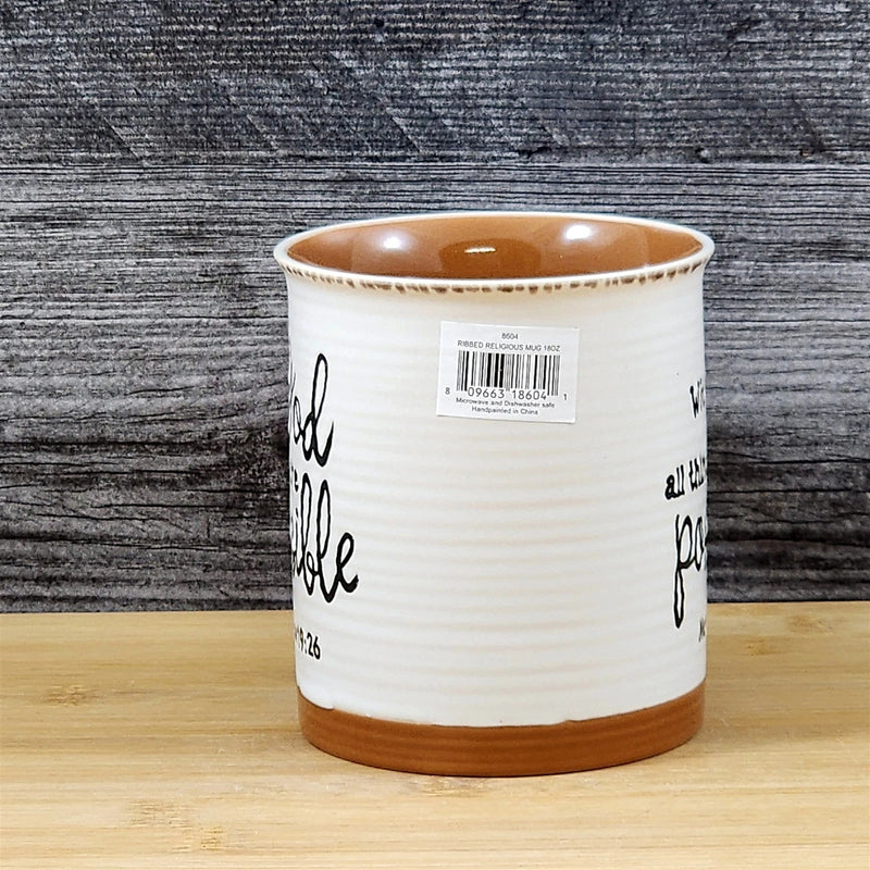 Load image into Gallery viewer, Religious Coffee Mug Mathew 19:26 Inspirational Tea Cup Ceramic Blue Sky 18oz
