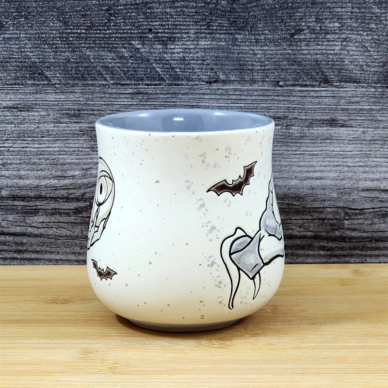 Load image into Gallery viewer, Gothic Skeleton Hand Eye Coffee Mug Halloween Bat Ceramic Tea Cup Blue Sky 18oz
