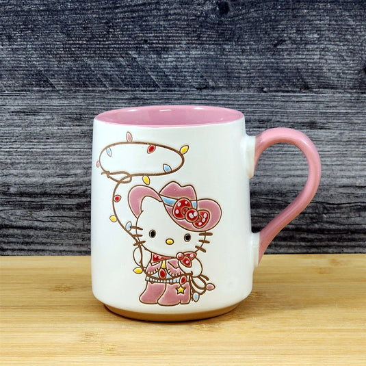 Hello Kitty Cowgirl Lasso Coffee Mug Set Ceramic Tea Cup Pink 17oz by Blue Sky