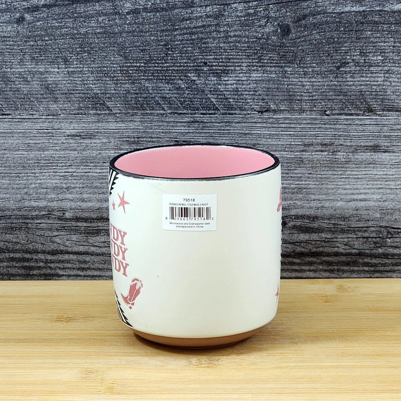 Load image into Gallery viewer, Country Western Coffee Mug Southwest Cowgirls Pink Ceramic Tea Cup Blue Sky 17oz
