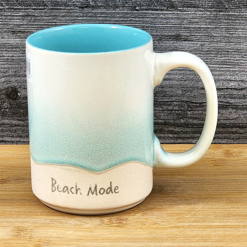 Load image into Gallery viewer, Beach Seafoam Coffee Mug Coastal Tea Cup Ceramic Embossed Ocean Blue Sky 18oz
