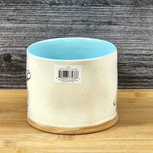French Bulldog Coffee Tea Cup Dapper Dog Mug Blue Sky Ceramic Embossed 17 oz