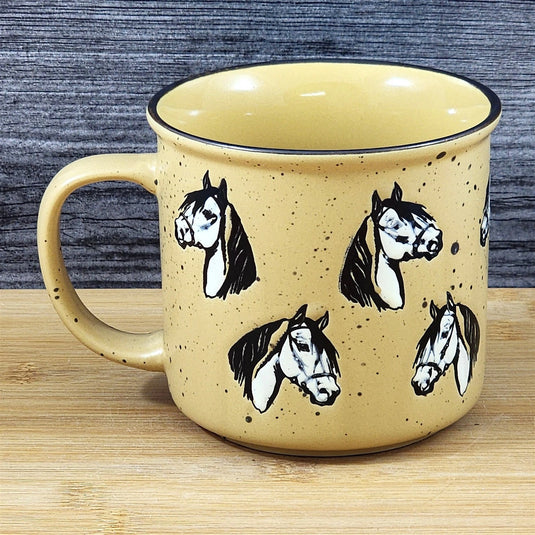 Coffee Mug Horse Lover Rustic Farm Equestrian Ceramic Tea Cup Blue Sky 18oz