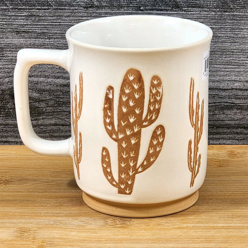 Load image into Gallery viewer, Saguaro Cactus Coffee Mug Floral Tea Cup Ceramic Embossed Blue Sky 18oz
