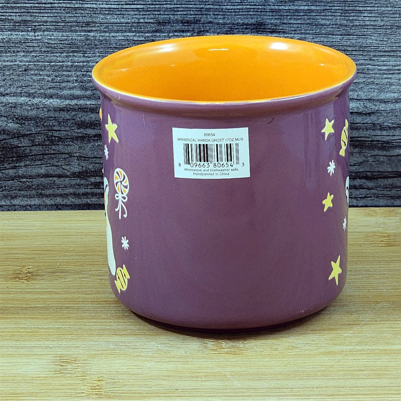 Load image into Gallery viewer, Whimsical Ghost Halloween Coffee Mug Ceramic Tea Cup Orange Purple Blue Sky 17oz
