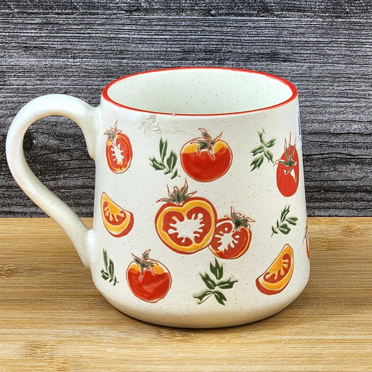 Tomato Farm Garden Coffee Mug Ceramic Tea Cup Embossed Blue Sky 18oz
