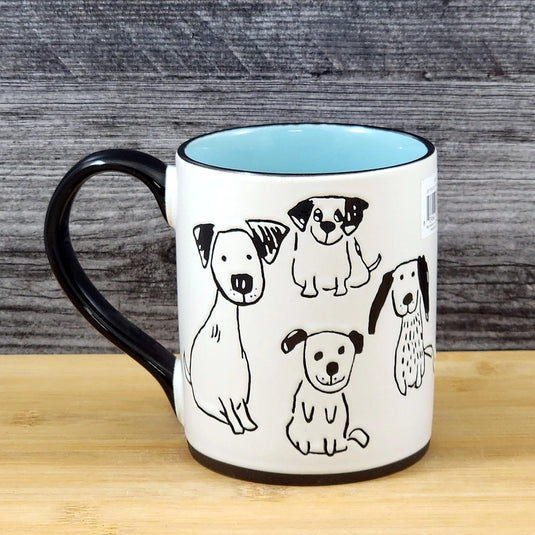 Dog Lover Coffee Mug Whimsical Ceramic Tea Cup by Blue Sky Embossed 16oz