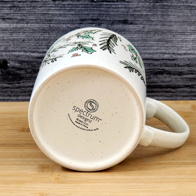 Load image into Gallery viewer, Coffee Mug Winter Holly Christmas Holiday Ceramic Tea Cup Blue Sky 16oz Embossed
