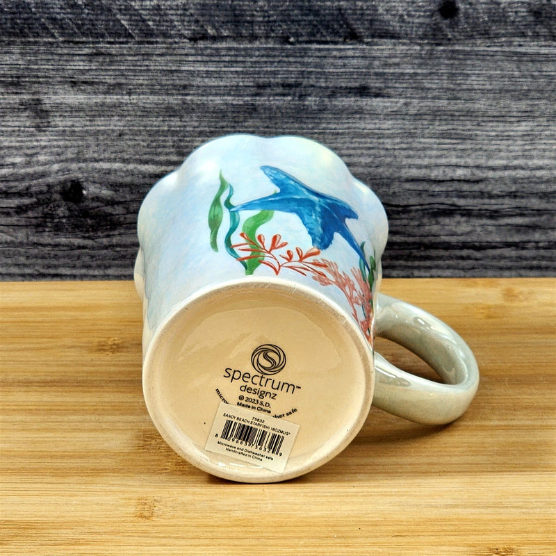 Load image into Gallery viewer, Whimsical Star Fish Coffee Mug Sandy Beach Coral Cup Blue Sky Ceramic 16oz

