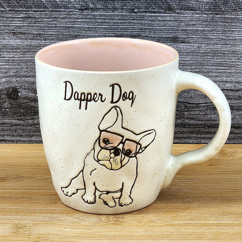 Load image into Gallery viewer, French Bulldog Coffee Cup Dapper Dog Mug Blue Sky Ceramic Embossed 16 oz

