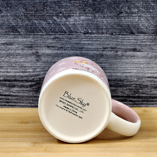 My Melody Downhill Skiing Coffee Mug Ceramic Pink Tea Cup Blue Sky Embossed 18oz