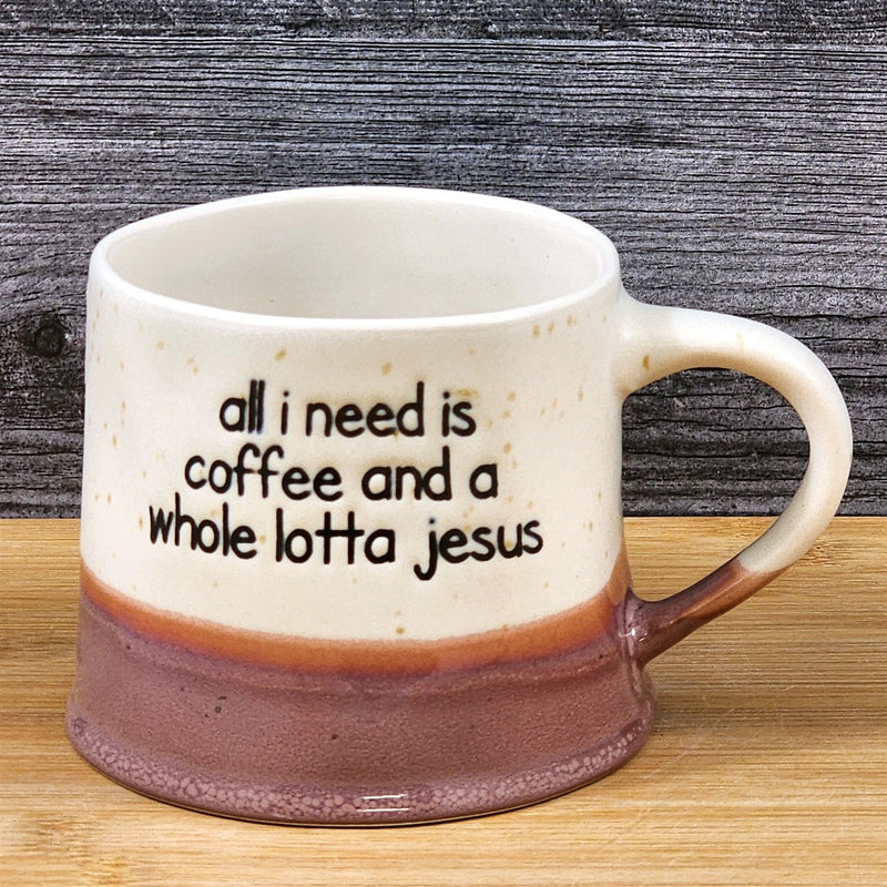 Load image into Gallery viewer, Religious Coffee Mug Jesus Inspirational Saying Tea Cup Ceramic Brown Blue Sky
