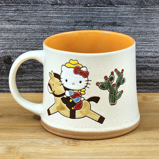 Hello Kitty Coffee Mug Western Cowgirl Horse Cactus Cup Blue Sky Ceramic Orange