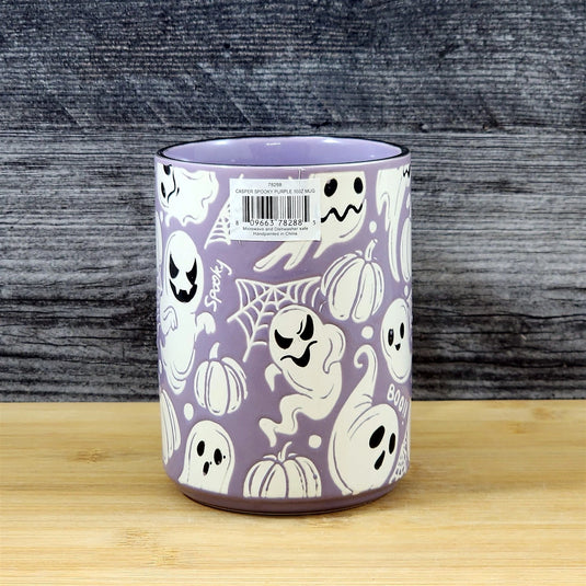 Purple Halloween Ghost Pumpkin Mug Spooky Ceramic Coffee Tea Cup by Blue Sky