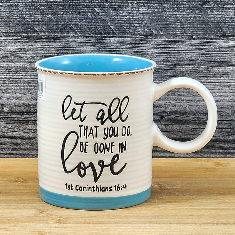 Load image into Gallery viewer, Religious Coffee Mug Corinthians 16:4 Inspirational Tea Cup Ceramic Blue Sky
