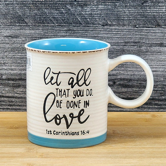 Religious Coffee Mug Corinthians 16:4 Inspirational Tea Cup Ceramic Blue Sky