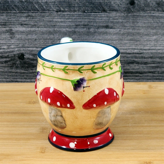 Mushroom Coffee Mug 3D Floral Ceramic Toadstools Tea Cup Blue Sky Goldminc
