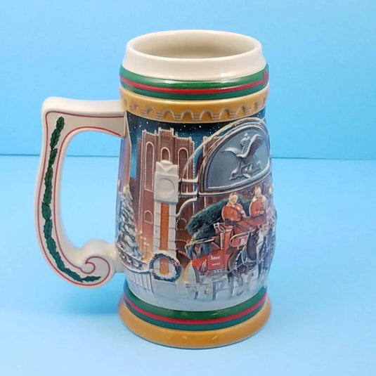 1997 Budweiser Stein Bud Christmas Ceramic Mug CS313 Home For The Holidays
